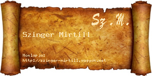 Szinger Mirtill névjegykártya